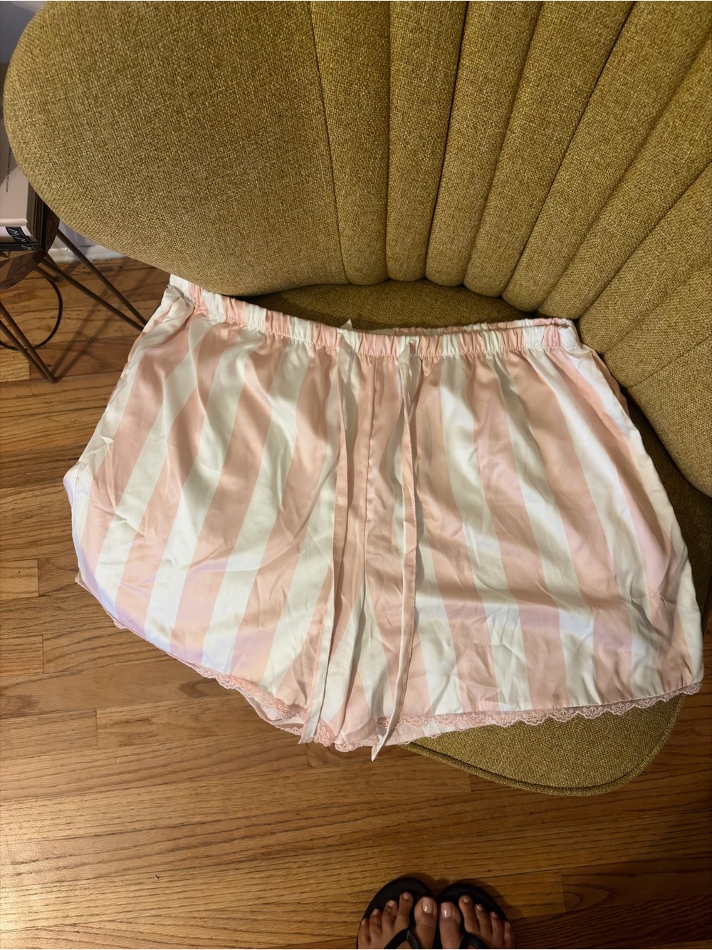 Flora Nikrooz Pink and White Satin Lounge Shorts